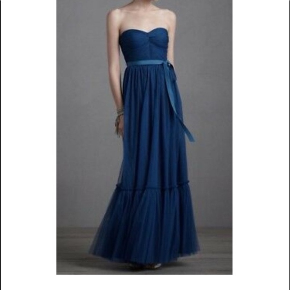 BHLDN Anthropologie Va Et Vien Blue Maxi Tulle Dress Size 4